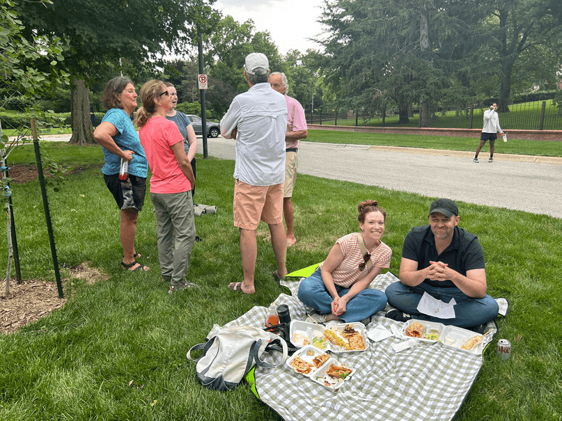 Neighbors sharing an evening on a Fairacres island